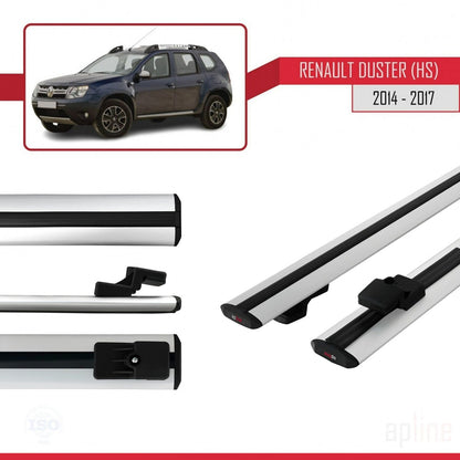 Compatible avec Renault Duster (HS) Post-Facelift 2014-2017 BASIC Model Barres de Toit Railing Porte-Bagages de Voiture Gris Aluminium 2 Barres