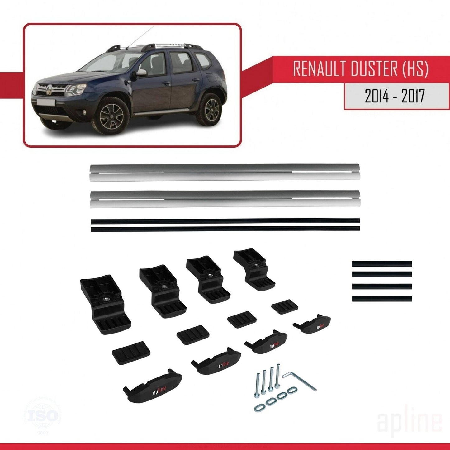Compatible avec Renault Duster (HS) Post-Facelift 2014-2017 BASIC Model Barres de Toit Railing Porte-Bagages de Voiture Gris Aluminium 2 Barres