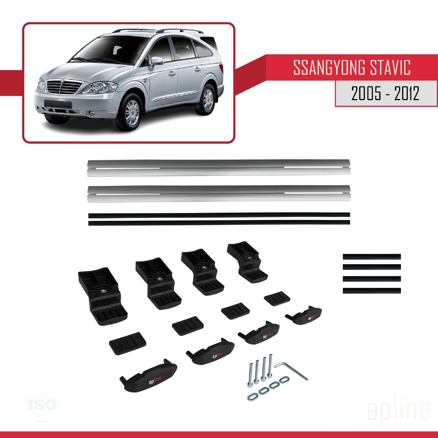 Compatible avec Ssangyong Stavic 2005-2012 BASIC Model Barres de Toit Railing Porte-Bagages de Voiture Gris Aluminium 2 Barres