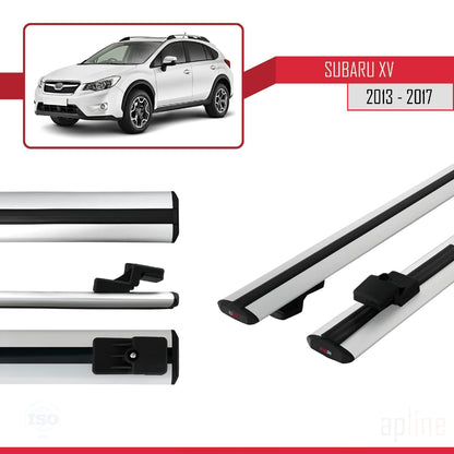 Compatible avec Subaru XV 2013-2017 BASIC Model Barres de Toit Railing Porte-Bagages de Voiture Gris Aluminium 2 Barres
