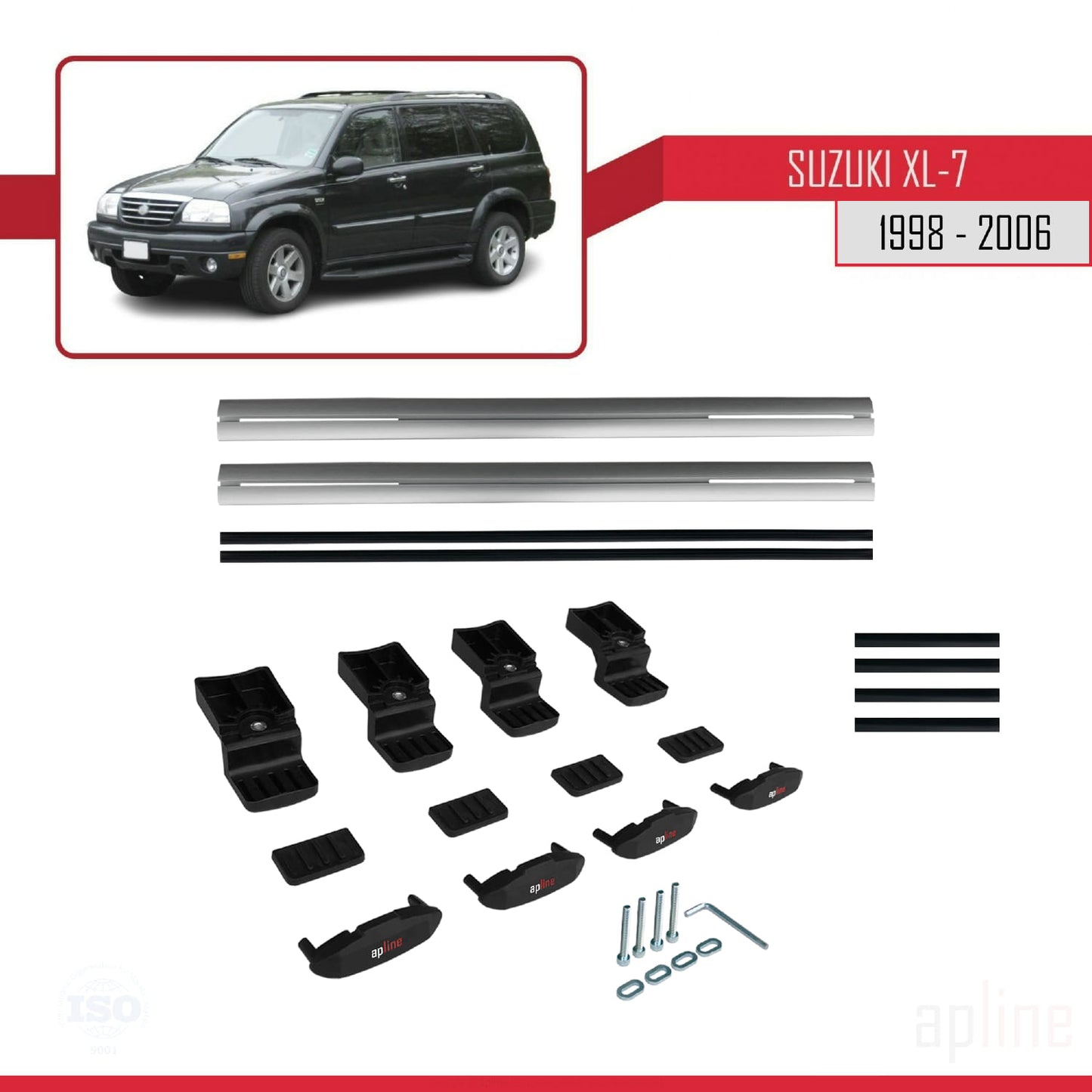 Compatible avec Suzuki XL-7 1998-2006 BASIC Model Barres de Toit Railing Porte-Bagages de Voiture Gris Aluminium 2 Barres