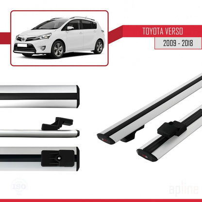 Compatible avec Toyota Verso (AR20) 2009-2018 BASIC Model Barres de Toit Railing Porte-Bagages de Voiture Gris Aluminium 2 Barres