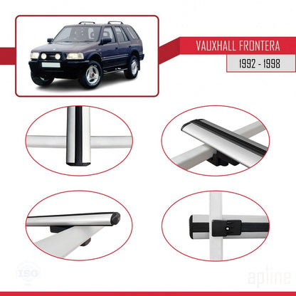 Compatible avec Vauxhall Frontera 1992-1998 BASIC Model Barres de Toit Railing Porte-Bagages de Voiture Gris Aluminium 3 Barres