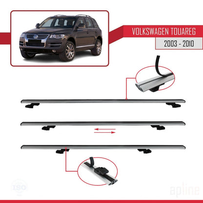 Compatible avec Volkswagen Touareg (7L) 2002-2010 BASIC Model Barres de Toit Railing Porte-Bagages de Voiture Gris Aluminium 3 Barres