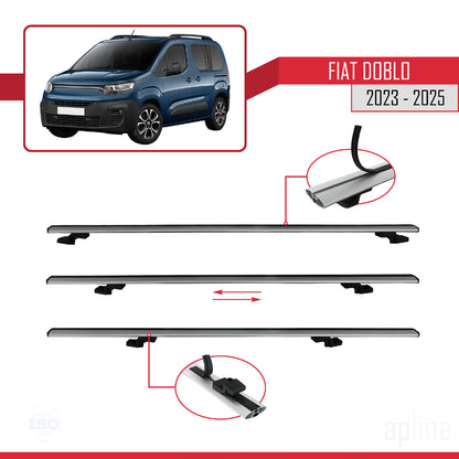 Compatible avec Fiat Doblo 3 2023-2025 BASIC Model Barres de Toit Railing Porte-Bagages de Voiture Gris Aluminium 4 Barres