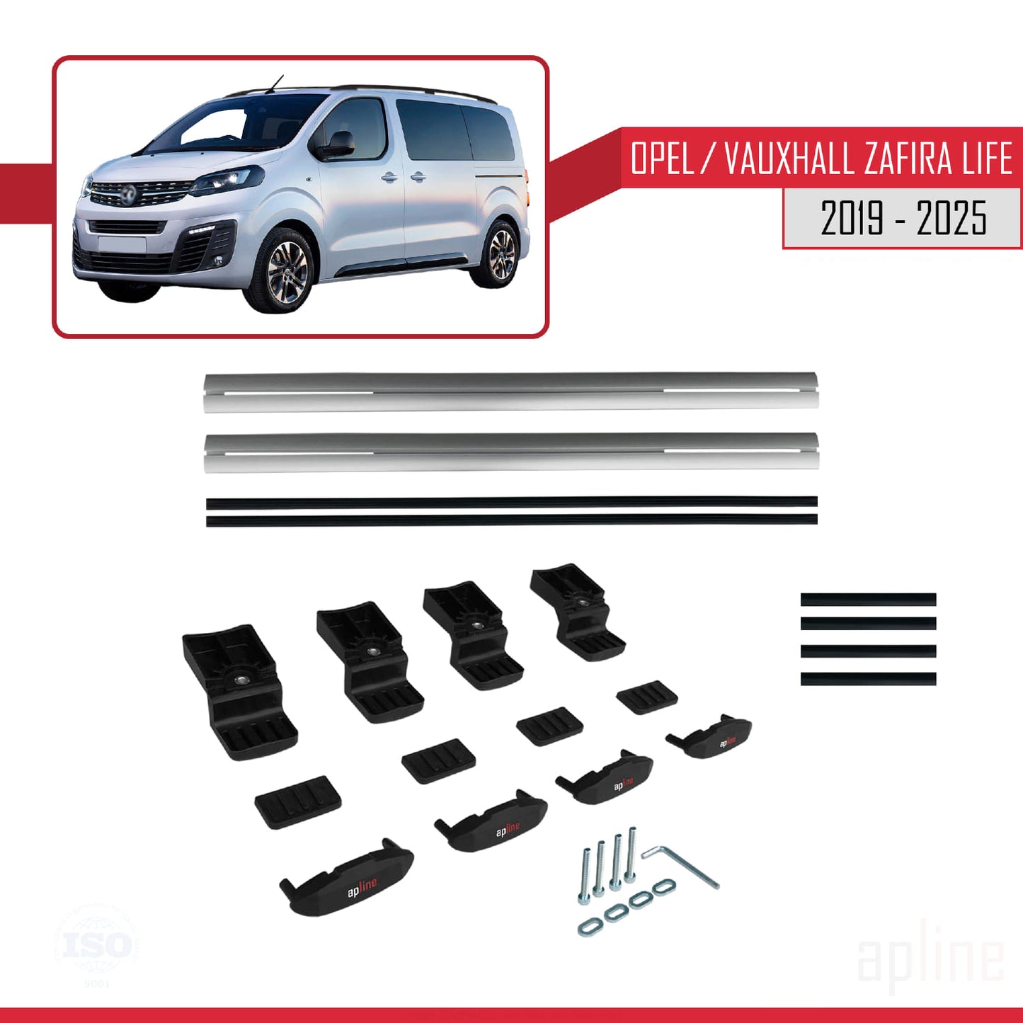 Compatible avec Opel Zafira Life 2019-2025 BASIC Model Barres de Toit Railing Porte-Bagages de Voiture Gris Aluminium 2 Barres