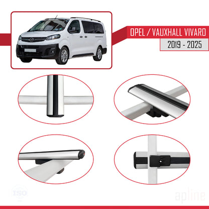 Compatible avec Opel Vivaro C 2019-2025 BASIC Model Barres de Toit Railing Porte-Bagages de Voiture Gris Aluminium 3 Barres