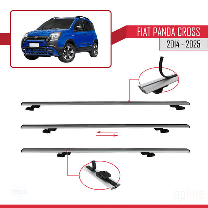 Compatible avec Fiat Panda Cross 2014-2025 BASIC Model Barres de Toit Railing Porte-Bagages de Voiture Gris Aluminium 2 Barres