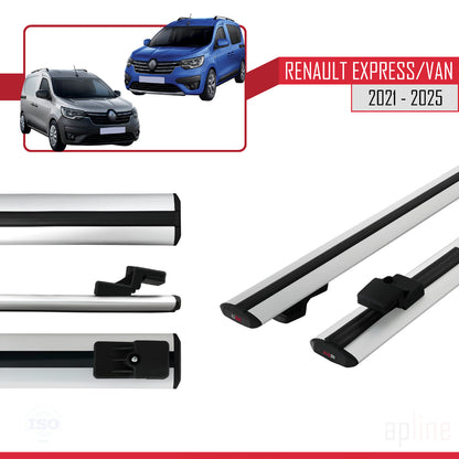Compatible with Renault Express 2021-2025 BASIC Model Car Roof Rack Cross Bar Grey Aluminium 2 Bars