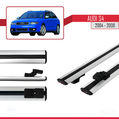 Compatible avec Audi S4 2004-2008 BASIC Model Barres de Toit Railing Porte-Bagages de Voiture Gris Aluminium 2 Barres