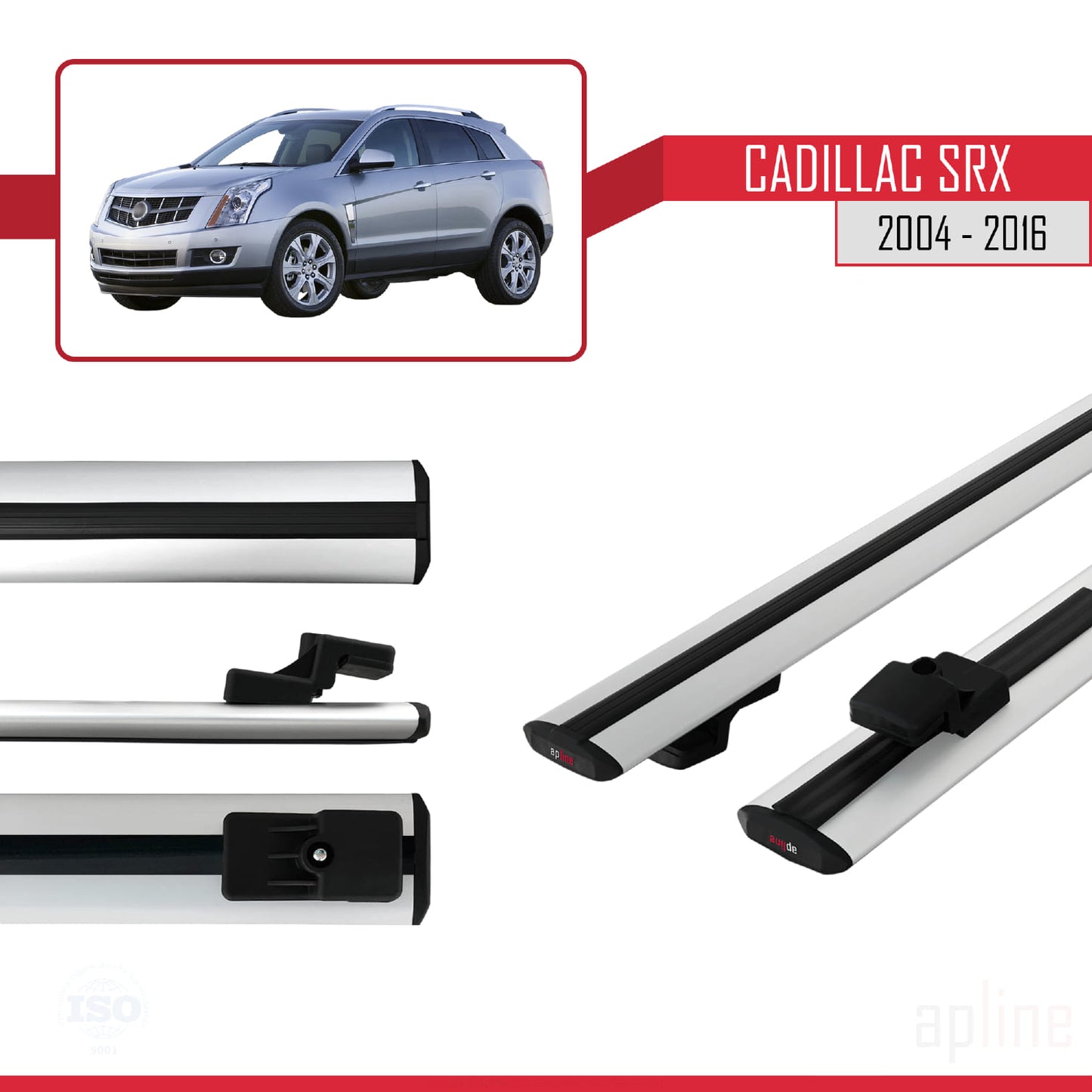 Compatible avec Cadillac SRX 2004-2016 BASIC Model Barres de Toit Railing Porte-Bagages de Voiture Gris Aluminium 2 Barres