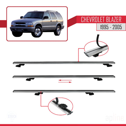 Compatible avec Chevrolet Blazer 1995-2005 BASIC Model Barres de Toit Railing Porte-Bagages de Voiture Gris Aluminium 2 Barres