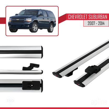 Compatible avec Chevrolet Suburban  2007-2014 BASIC Model Barres de Toit Railing Porte-Bagages de Voiture Gris Aluminium 2 Barres