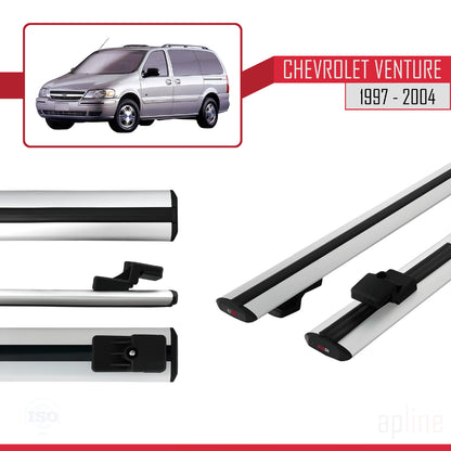Compatible avec Chevrolet Venture 1997-2004 BASIC Model Barres de Toit Railing Porte-Bagages de Voiture Gris Aluminium 2 Barres