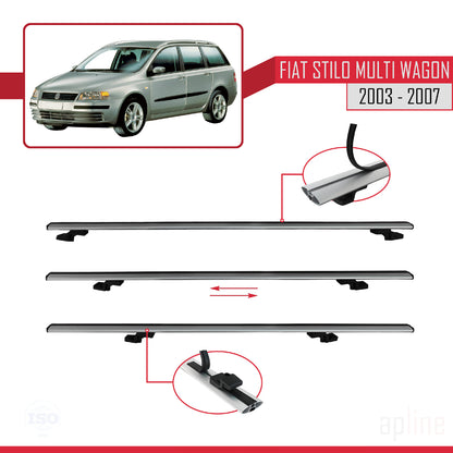 Compatible avec Fiat Stilo Multi Wagon 2003-2007 BASIC Model Barres de Toit Railing Porte-Bagages de Voiture Gris Aluminium 2 Barres