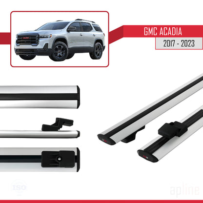Compatible avec GMC Acadia 2017-2023 BASIC Model Barres de Toit Railing Porte-Bagages de Voiture Gris Aluminium 2 Barres