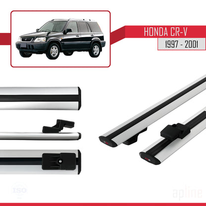 Compatible avec Honda CR-V 1997-2001 BASIC Model Barres de Toit Railing Porte-Bagages de Voiture Gris Aluminium 2 Barres
