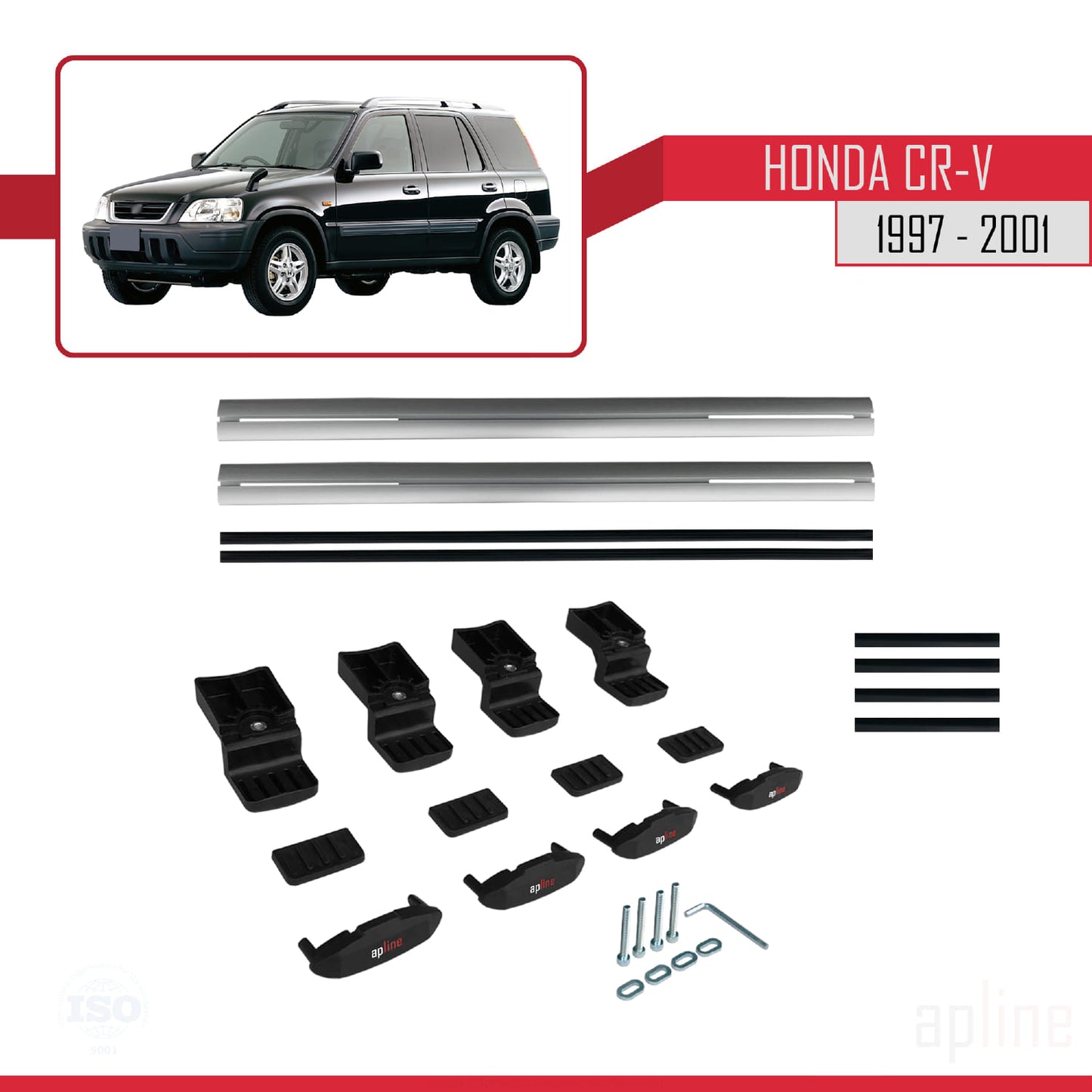 Compatible avec Honda CR-V 1997-2001 BASIC Model Barres de Toit Railing Porte-Bagages de Voiture Gris Aluminium 2 Barres