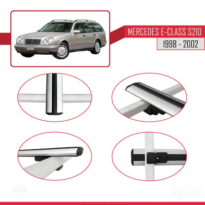 Compatible with Mercedes E Class S210 Wagon 1998-2002 BASIC Model Car Roof Rack Cross Bar Grey Aluminium 3 Bars
