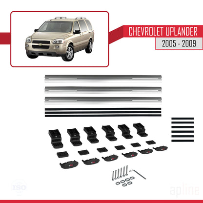 Compatible avec Chevrolet Uplander 2005-2009 BASIC Model Barres de Toit Railing Porte-Bagages de Voiture Gris Aluminium 3 Barres