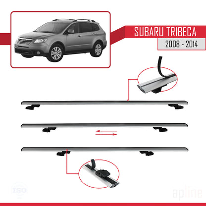 Compatible avec Subaru Tribeca 2008-2014 BASIC Model Barres de Toit Railing Porte-Bagages de Voiture Gris Aluminium 3 Barres