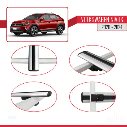 Compatible avec VW Nivus 2020-2024 BASIC Model Barres de Toit Railing Porte-Bagages de Voiture Gris Aluminium 3 Barres