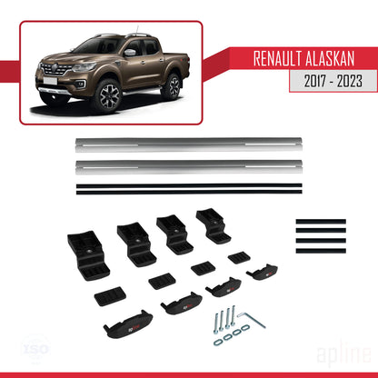 Compatible with Renault Alaskan 2017-2023 BASIC Model Car Roof Rack Cross Bar Grey Aluminium 2 Bars
