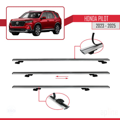 Compatible avec Honda Pilot 2023-2025 BASIC Model Barres de Toit Railing Porte-Bagages de Voiture Gris Aluminium 2 Barres