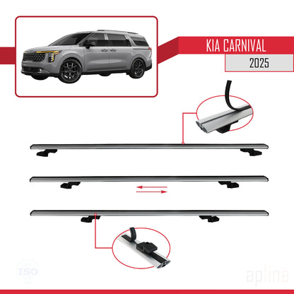 Compatible with Kia Carnival 2025 BASIC Model Car Roof Rack Cross Bar Grey Aluminium 2 Bars