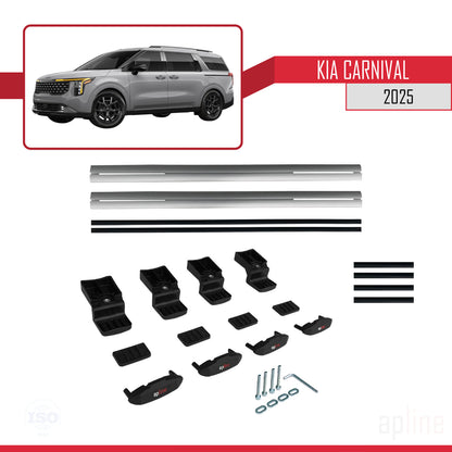 Compatible with Kia Carnival 2025 BASIC Model Car Roof Rack Cross Bar Grey Aluminium 2 Bars