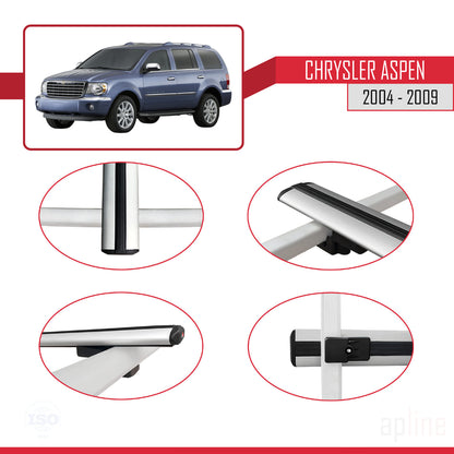 Compatible avec Chrysler Aspen 2004-2009 BASIC Model Barres de Toit Railing Porte-Bagages de Voiture Gris Aluminium 2 Barres