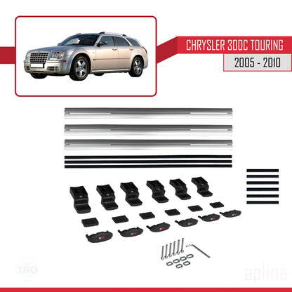 Compatible avec Chrysler 300C Touring 2005-2010 BASIC Model Barres de Toit Railing Porte-Bagages de Voiture Gris Aluminium 3 Barres