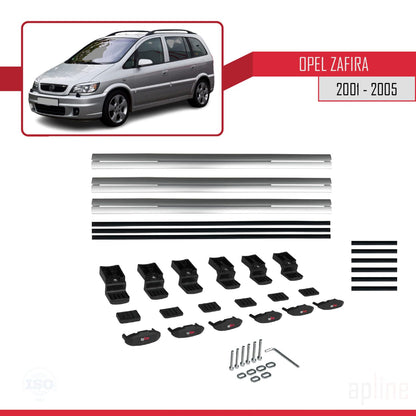 Compatible avec Opel Zafira A (T98) 2001-2005 BASIC Model Barres de Toit Railing Porte-Bagages de Voiture Gris Aluminium 3 Barres
