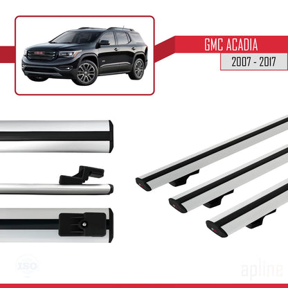 Compatible avec GMC Acadia 2007-2017 BASIC Model Barres de Toit Railing Porte-Bagages de Voiture Gris Aluminium 3 Barres