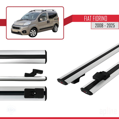 Compatible avec Fiat Fiorino (Modèle Tubulaire) 2008-2025 BASIC Model Barres de Toit Railing Porte-Bagages de Voiture Gris Aluminium 2 Barres