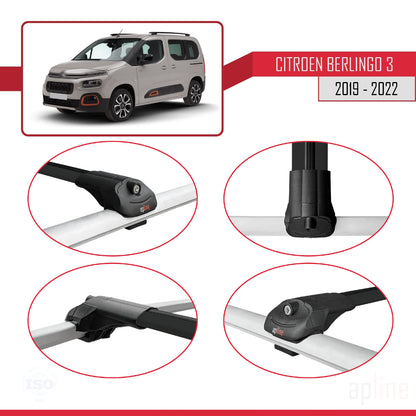 Compatible with Citroen Berlingo 3 (K9) 2019-2022 ACE-1 Car Roof Rack Cross Bar Black Aluminium 2 Bars