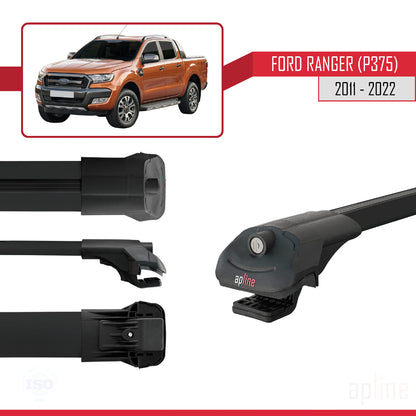 Compatible with Ford Ranger (P375) 2011-2022 ACE-1 Car Roof Rack Cross Bar Black Aluminium 2 Bars