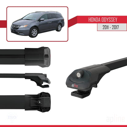 Compatible avec Honda Odyssey 2011-2017 ACE-1 Barres de Toit Railing Porte-Bagages de Voiture Noir Aluminium 2 Barres