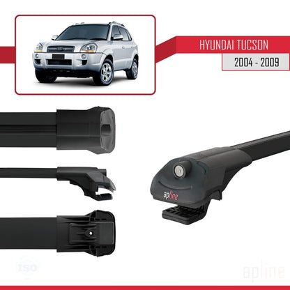 Compatible with Hyundai Tucson (JM) 2004-2009 ACE-1 Car Roof Rack Cross Bar Black Aluminium 2 Bars