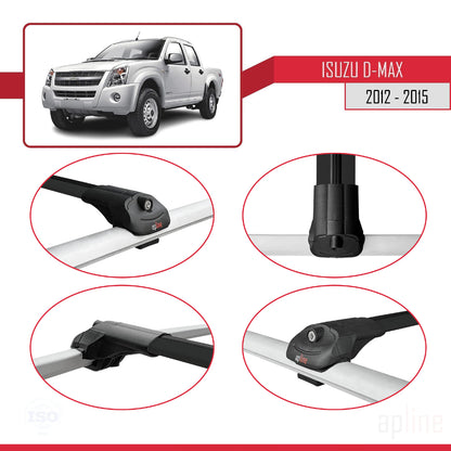 Compatible avec Isuzu D-Max 2 (RT50) Pre-Facelift 2012-2015 ACE-1 Barres de Toit Railing Porte-Bagages de Voiture Noir Aluminium 2 Barres