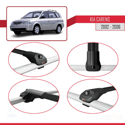 Compatible avec Kia Carens Post-Facelift 2002-2006 ACE-1 Barres de Toit Railing Porte-Bagages de Voiture Noir Aluminium 2 Barres