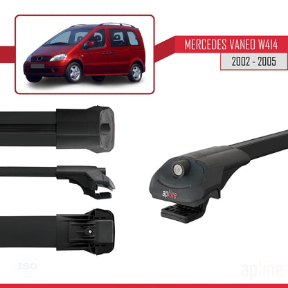 Compatible with Mercedes Vaneo (W414) 2002-2005 ACE-1 Car Roof Rack Cross Bar Black Aluminium 2 Bars