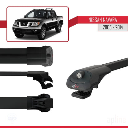Compatible with Nissan Navara 3 (D40) 2005-2014 ACE-1 Car Roof Rack Cross Bar Black Aluminium 3 Bars