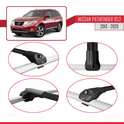 Compatible with Nissan Pathfinder 4 (R52) 2013-2020 ACE-1 Car Roof Rack Cross Bar Black Aluminium 2 Bars
