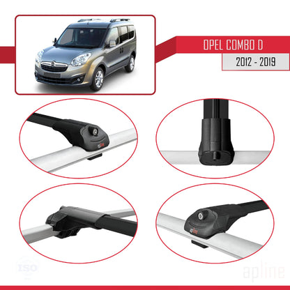 Compatible avec Opel Combo D 2012-2018 ACE-1 Barres de Toit Railing Porte-Bagages de Voiture Noir Aluminium 4 Barres
