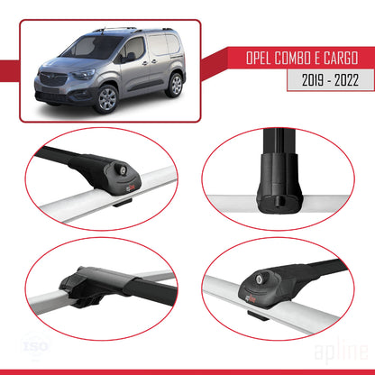Compatible avec Opel Combo E Cargo 2019-2022 ACE-1 Barres de Toit Railing Porte-Bagages de Voiture Noir Aluminium 2 Barres