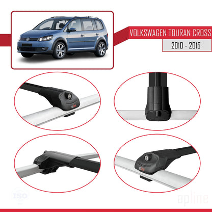 Compatible with Volkswagen Touran (1T) Post-Facelift 2010-2015 ACE-1 Car Roof Rack Cross Bar Black Aluminium 3 Bars