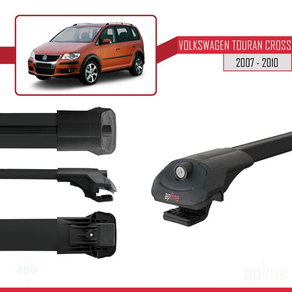 Compatible avec Volkswagen Touran Cross Pre-Facelift 2007-2010 ACE-1 Barres de Toit Railing Porte-Bagages de Voiture Noir Aluminium 3 Barres