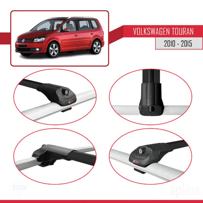 Compatible with Volkswagen Touran Cross Post-Facelift 2010-2015 ACE-1 Car Roof Rack Cross Bar Black Aluminium 2 Bars