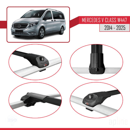 Compatible with Mercedes V Class 3 (W447) 2014-2025 ACE-1 Car Roof Rack Cross Bar Black Aluminium 3 Bars